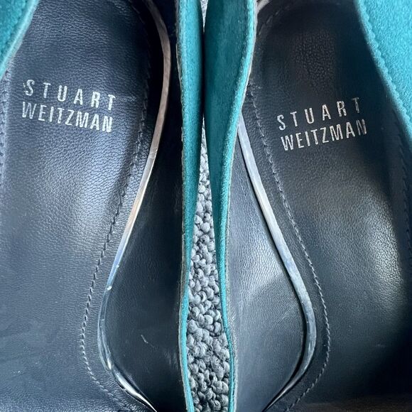 Stuart Weitzman Queen Caribe Turquoise Teal Suede Stiletto Heels Women’s 9.5 M - Picture 9 of 16